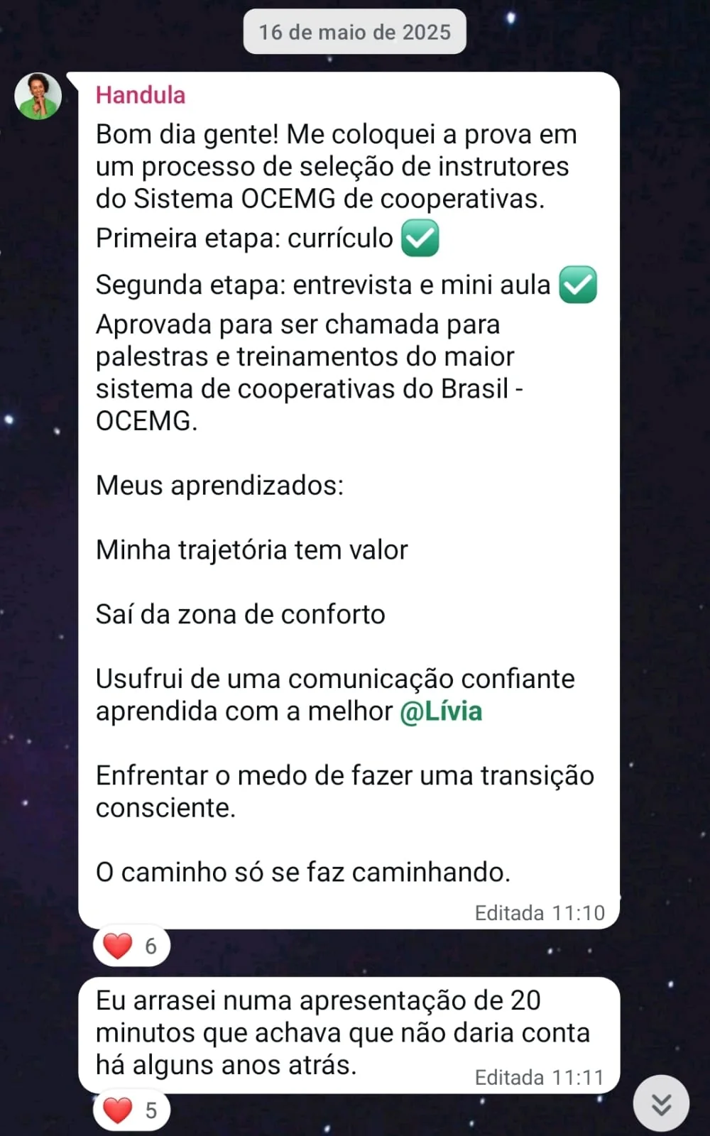 Depoimento sobre aprovação no processo seletivo do Sistema OCEMG
